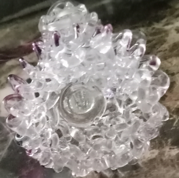 Set Of 3 Hand spun glass coffee pot w a purple accent with two candlesticks - Picture 9 of 13